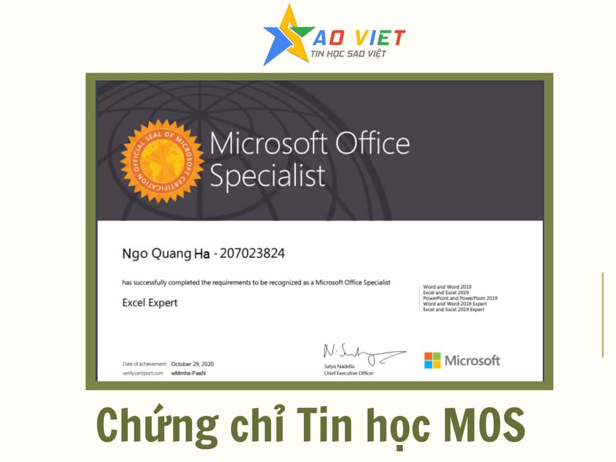 Chứng chỉ mos