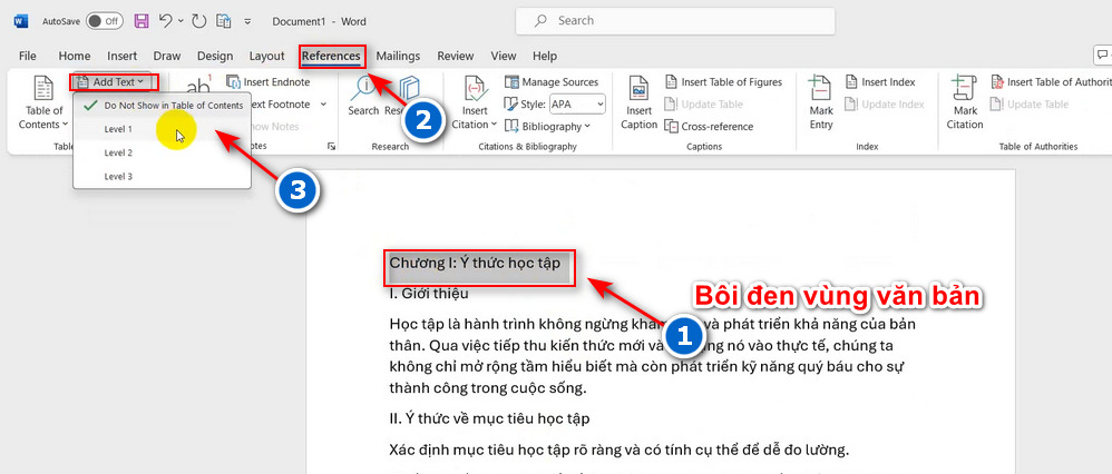 Bước 1 chọn vào Level 1