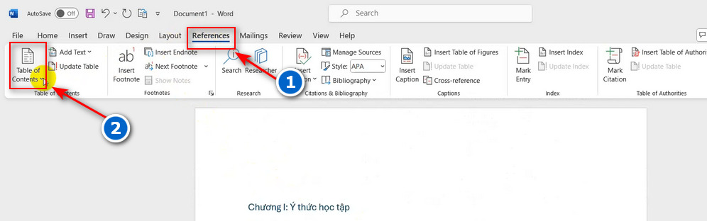 Bước 2 tạo mục lục