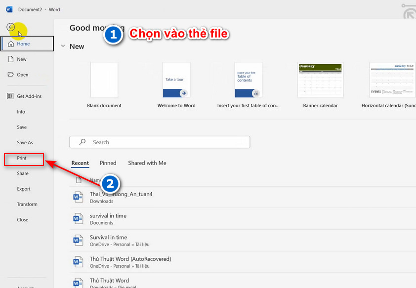 Bước 2 chọn Printf