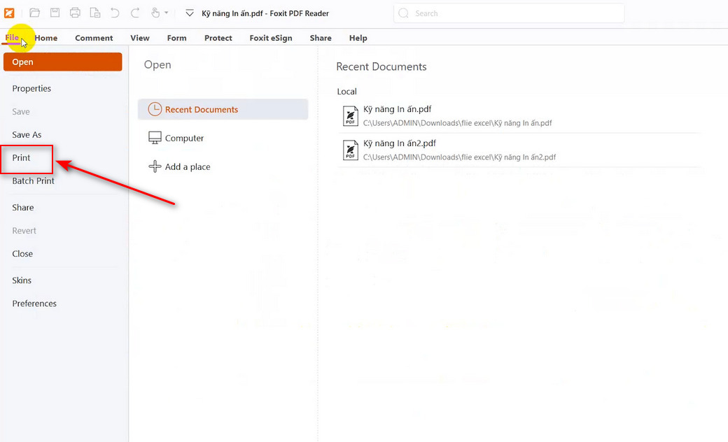 Tiếp theo chọn vào Print