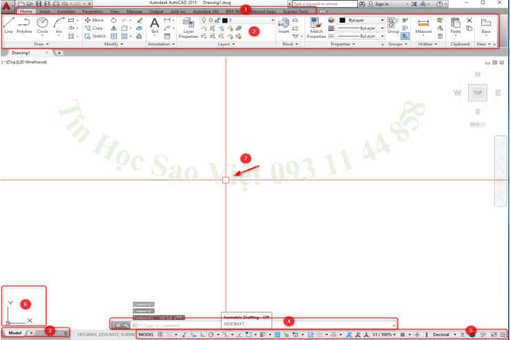 Giao diện làm việc của AutoCAD