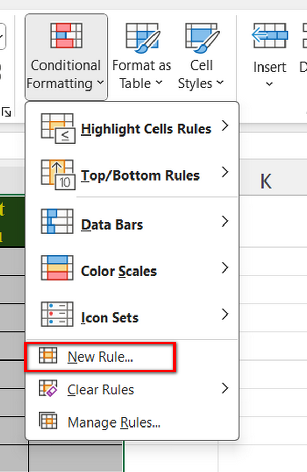 Chọn vào New Rulel