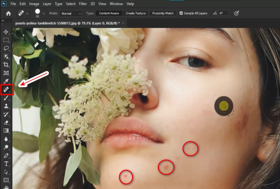Loại bỏ khuyết điểm trong photoshop