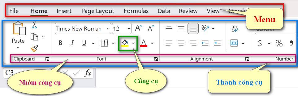Cac-thanh-phan-va-cong-cu-co-ban-trong-excel