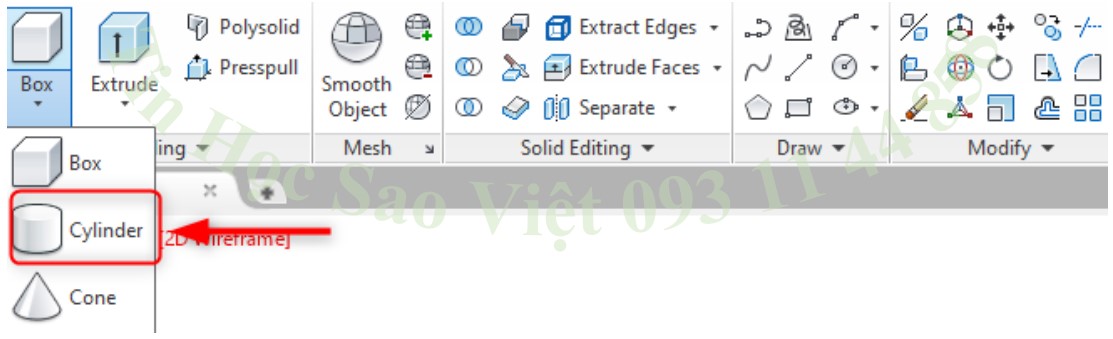 Lệnh tạo khối trụ trong AutoCAD