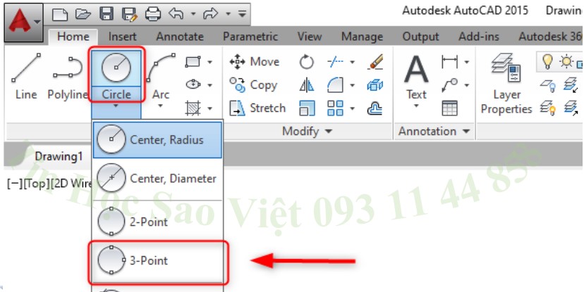 Lệnh 3 Point đi qua 3 điểm