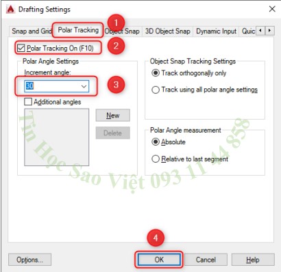 Thiết lập thông số góc với Polar tracking