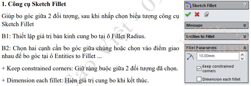  Công Cụ Sketch Fillet