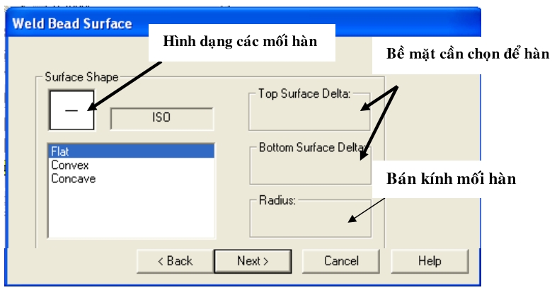 Bảng Type các loại mối hàng trong Weld Bead