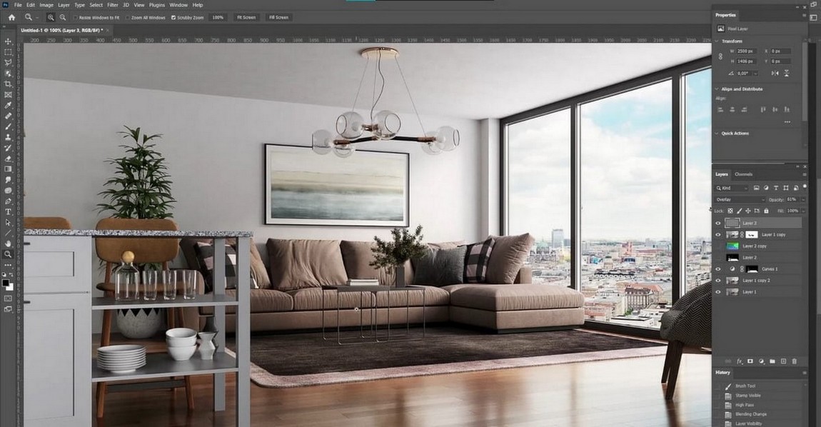 Học viên sử dụng photoshop làm đẹp sản phẩm thiết kế nội thất