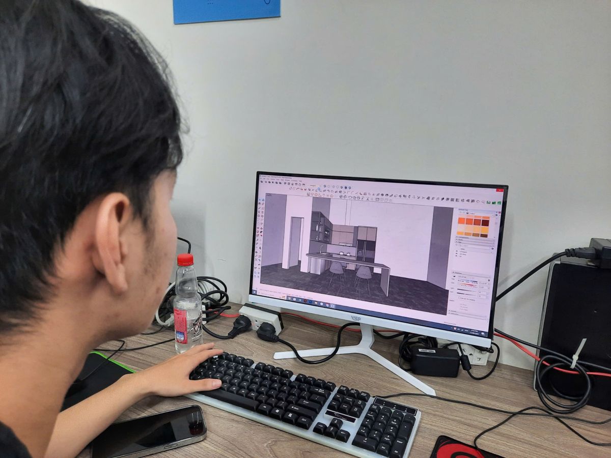 học viên thiết kế nội thất phòng bếp