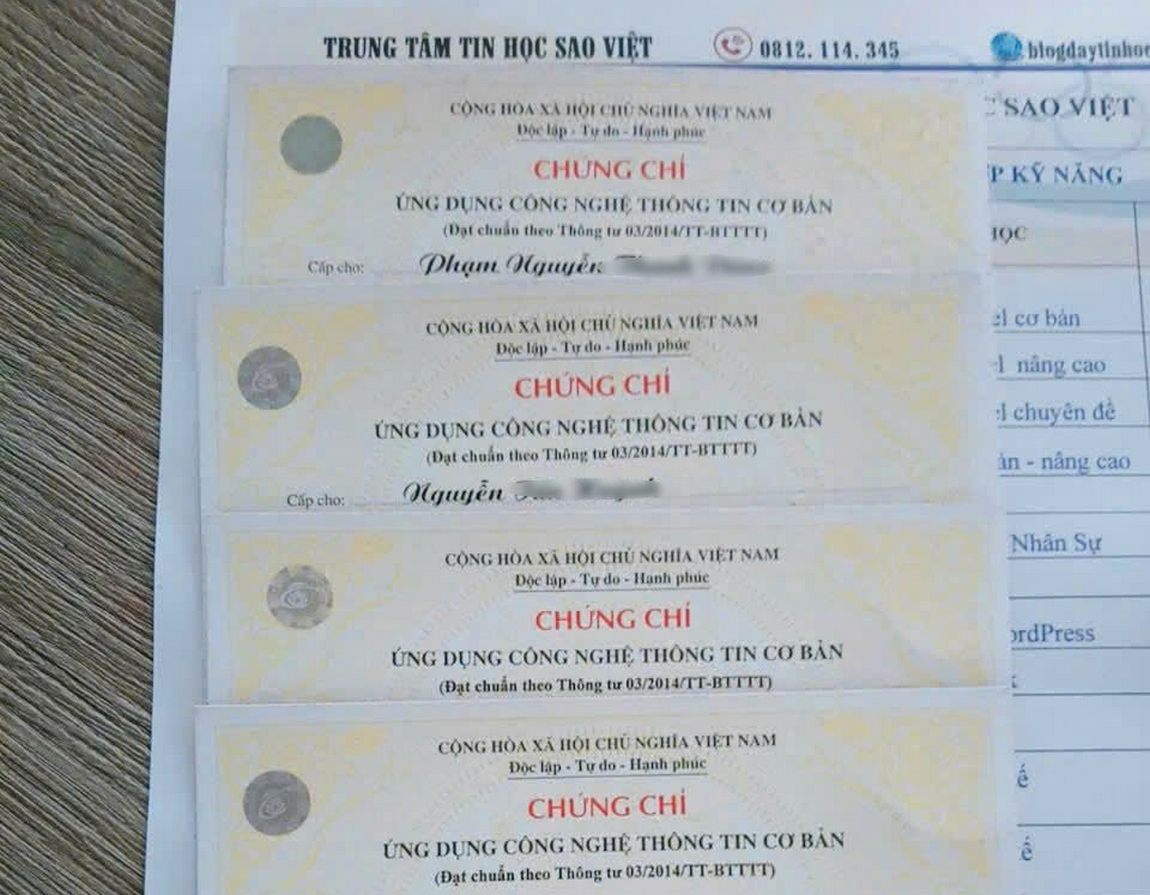 thời hạn chứng chỉ tin học bao lâu