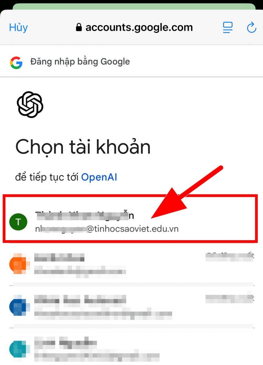 đăng nhập với tài khoản google