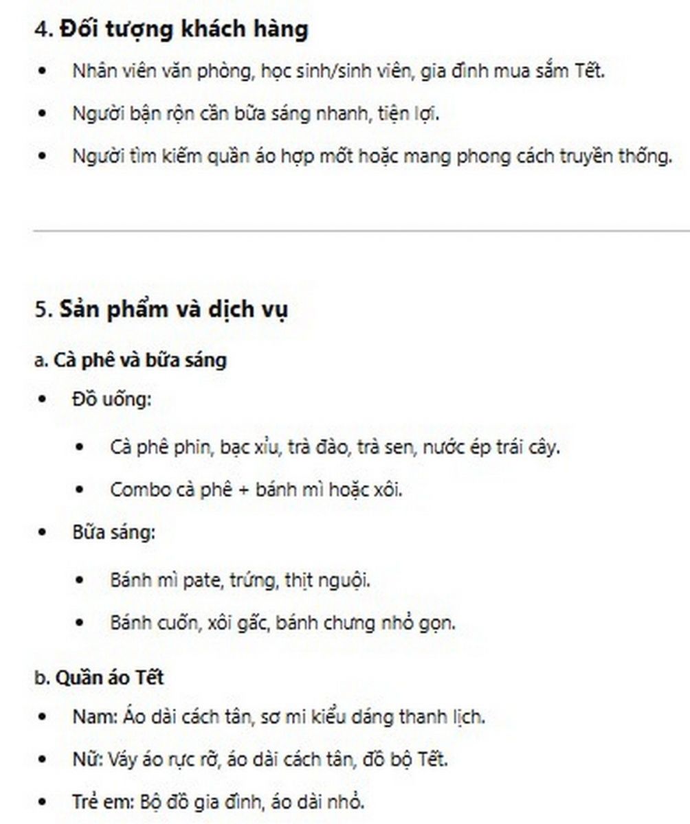 ví dụ về lập kế hoạch