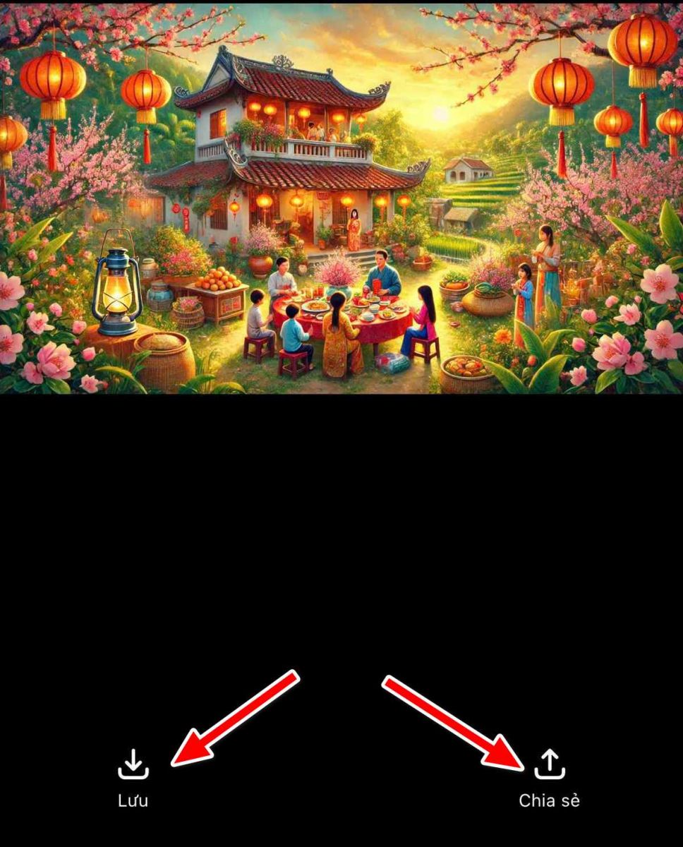 thao tác tải xuống và chia sẻ trên chatgpt