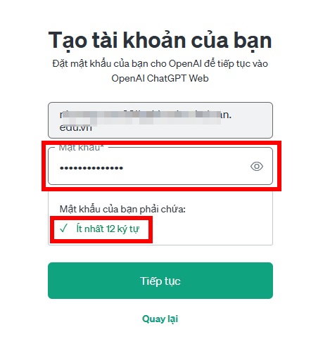 tạo mật khẩu với 12 kí tự