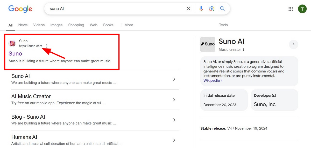 tìm công cụ Suno AI