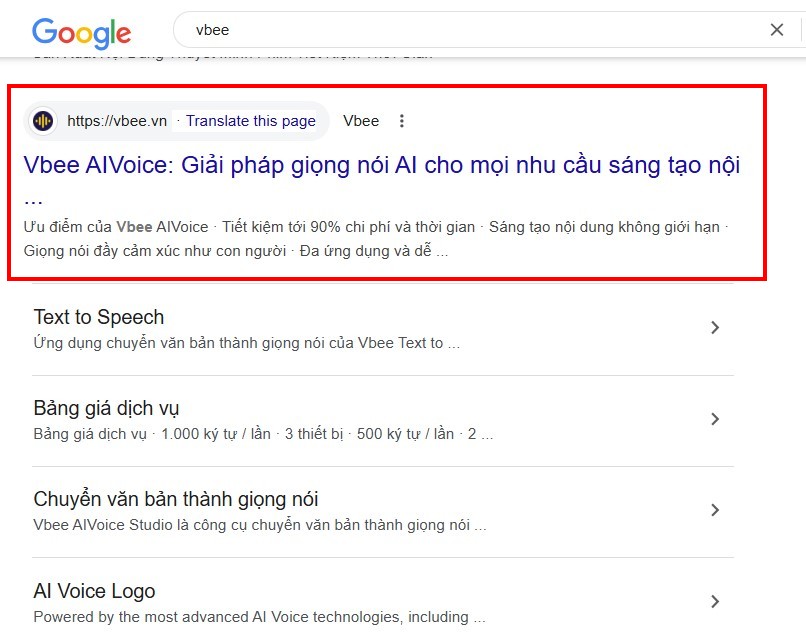 Truy cập Vbee Ai Voice