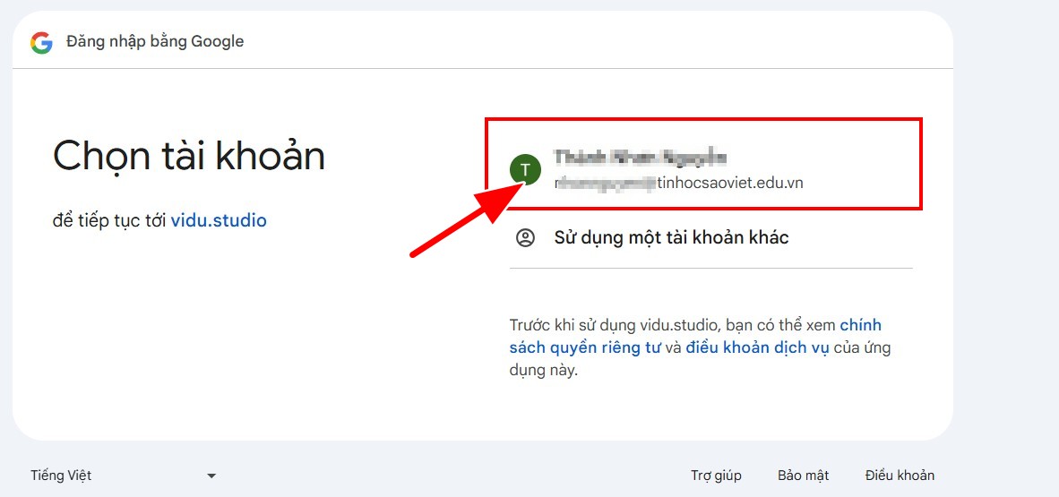 chọn tài khoản google có sẵn trên máy tính của bạn để đăng ký, đăng nhập