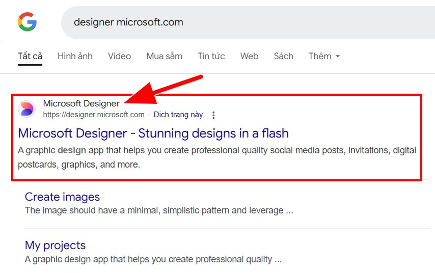 bước 2 truy cập microsoft Designer để tạo ảnh
