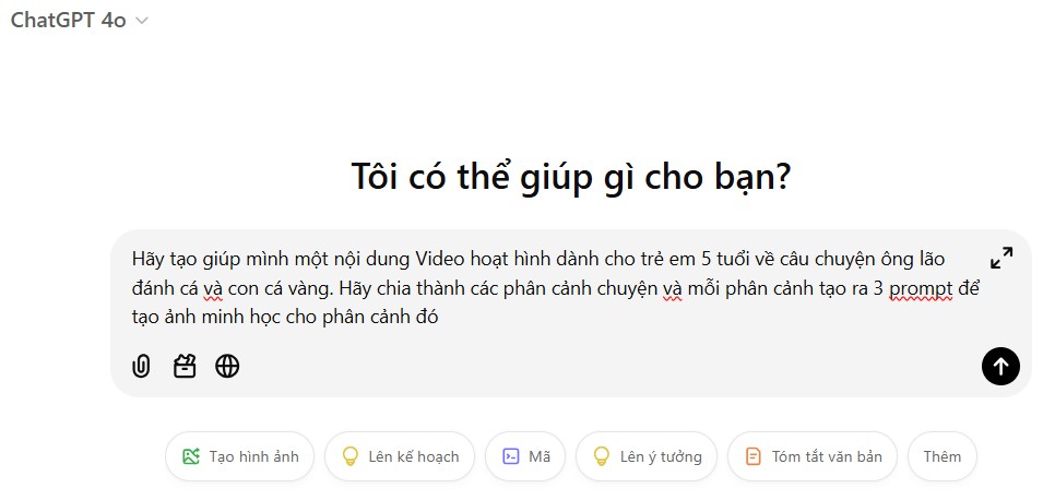 bước 1 truy cập chatgpt để tạo câu chuyện