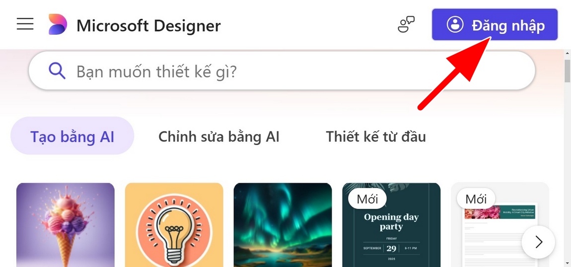 nhấn vào đăng nhập