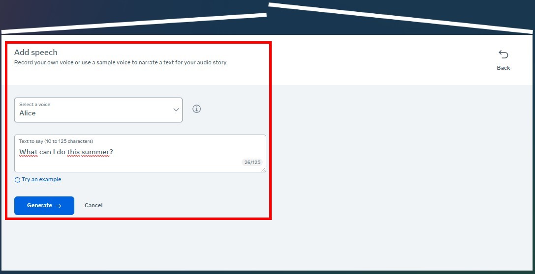 Bước 2 Thêm giọng nói “Add speech”