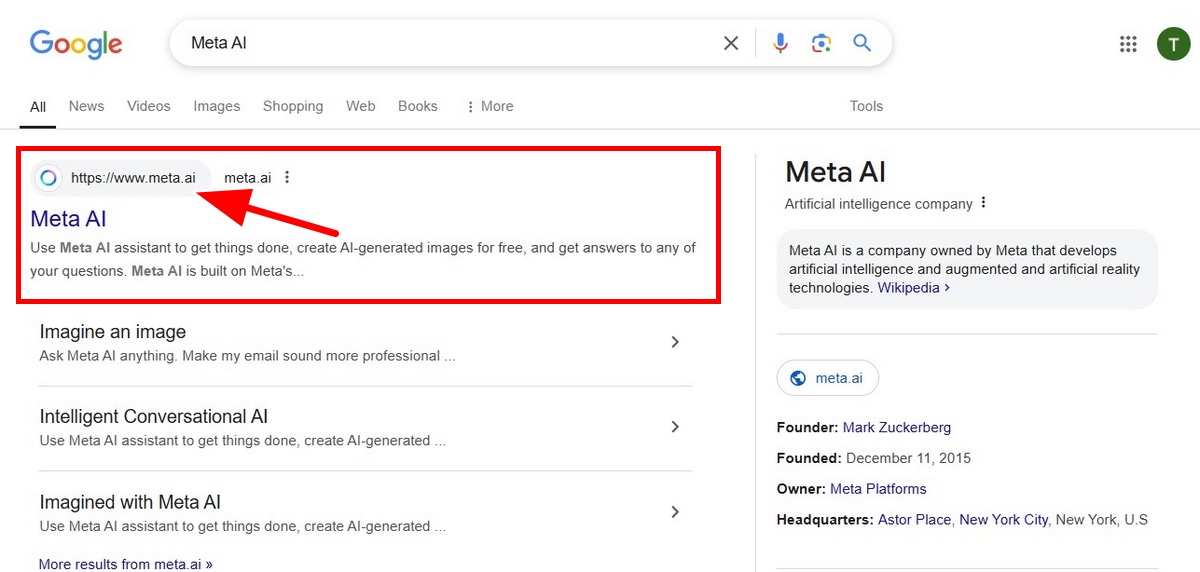 Bước 1: Truy Cập Trang Web Meta AI