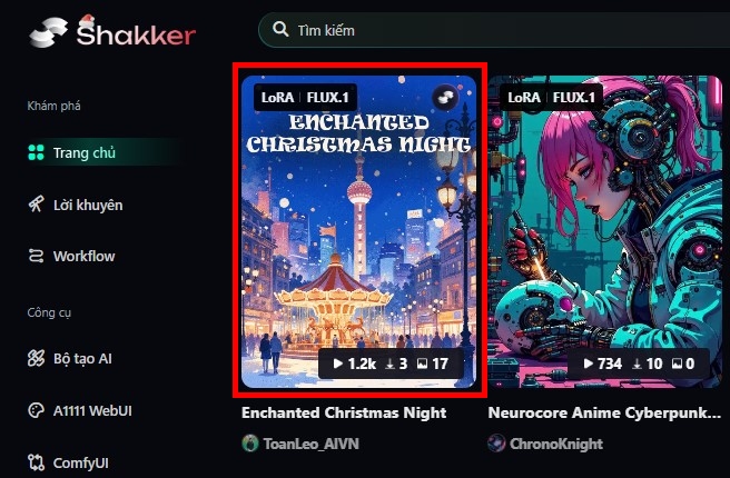 bước 1 chọn mô hình ảnh có sẵn