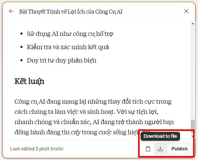 Tải xuống và Publish cho mọi người