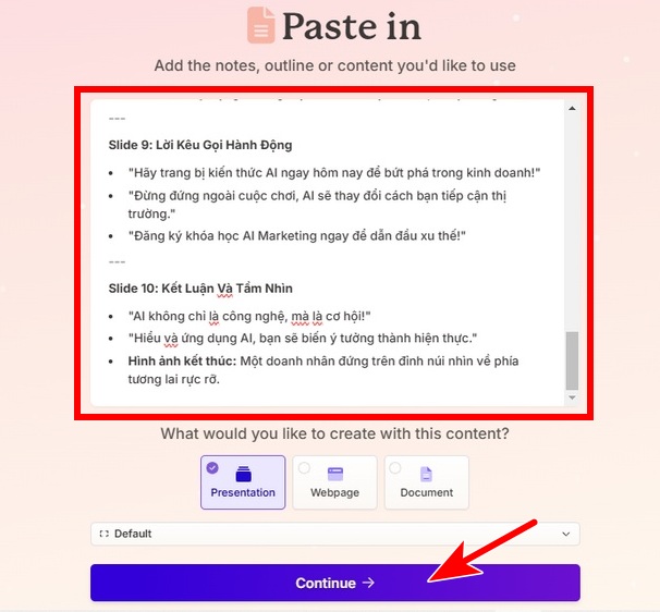 Bước 5 nhập nội dung cần tạo bài thyết trình