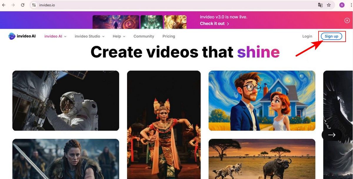 bước 2 tạo tài khoản invideo ai