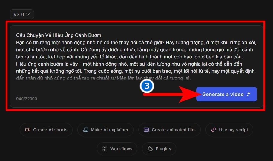 bước 3 nhập nội dung bạn muốn tạo Video