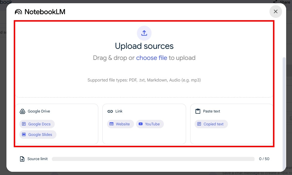 Bước 4: Upload tệp tin tài liệu từ máy tính hoặc chọn nguồn tài liệu đưa vào