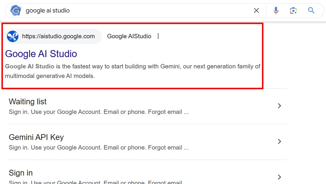 Bước 1 truy cập trang web Google AI Studio