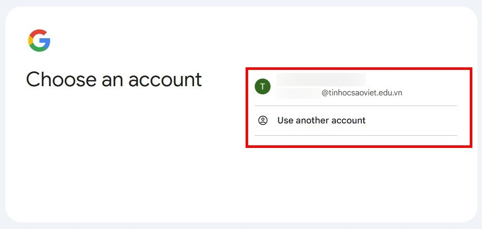Bước 3 chọn tài khoản google có sẵn trên máy 