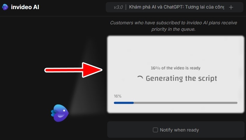 Bước 5: Đợi Invideo tạo ra Video