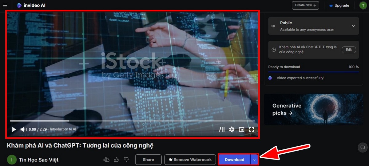 Bươc 6: xem lại video và tải xuống