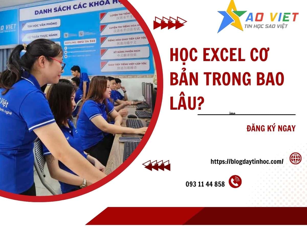 khóa học excel cơ bản trong bao lâu