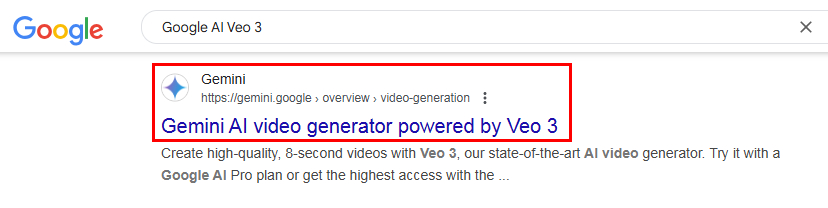  tìm kiếm trang Web Google Veo 3 AI để tạo tài khoản Google AI Pro