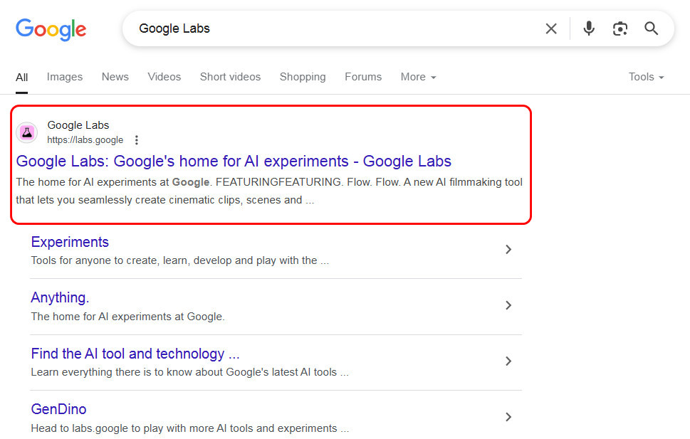 Bước 1 tìm kiếm google labs
