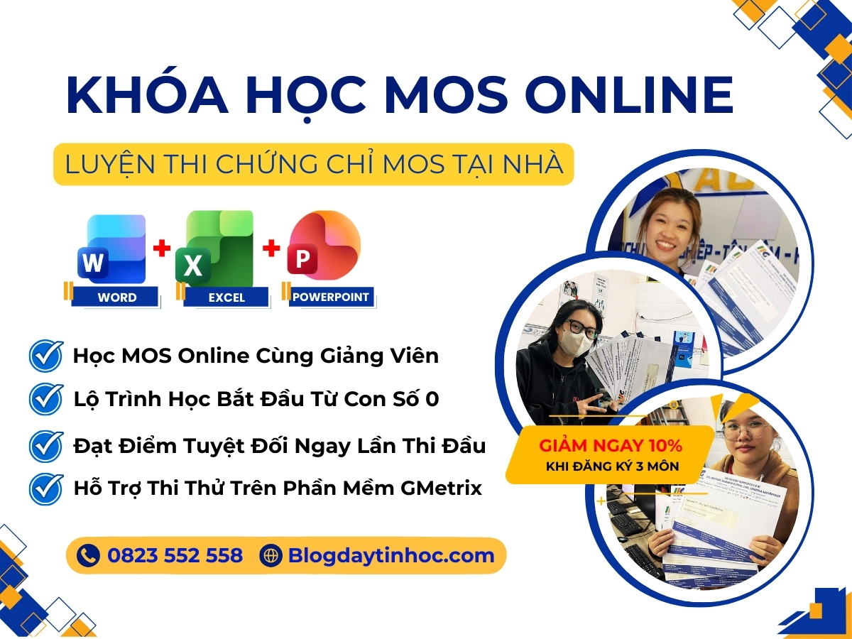 Khóa học tin học văn phòng quốc tế MOS online