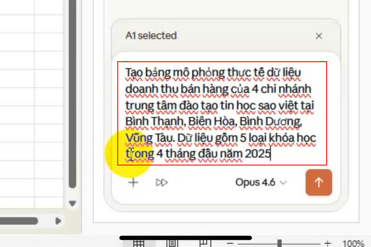 Bước 3: Nhập Nội Dung Yêu Cầu Claude Phân Tích Dữ Liệu