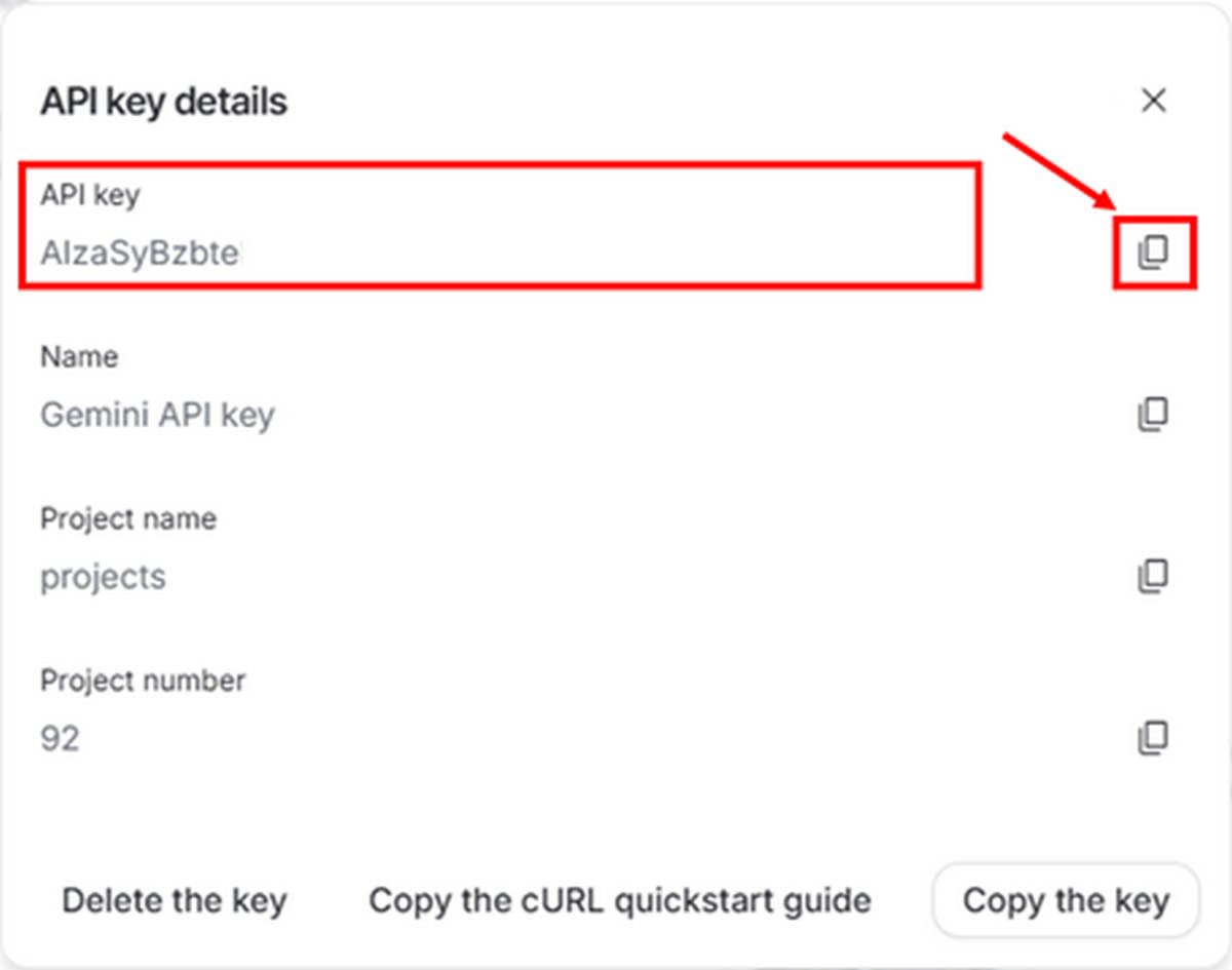 Lấy Gemini API key
