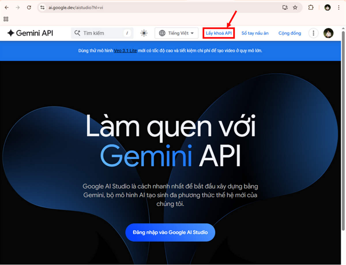 Lấy Gemini API key