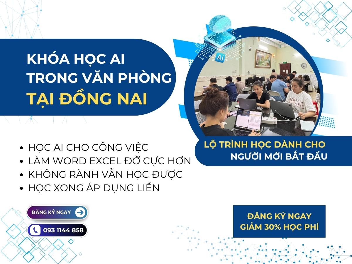 Khóa học AI trong văn phòng ở Đồng Nai