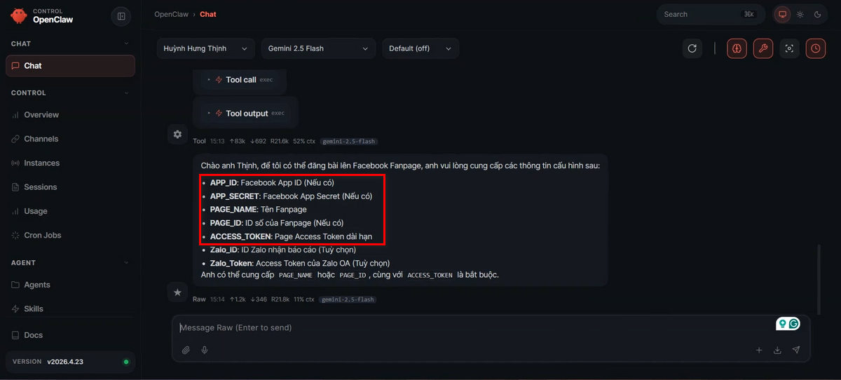 Cài đặt Skill Facebook cho OpenClaw