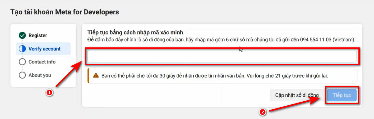 Đăng ký tài khoản Meta for Developers