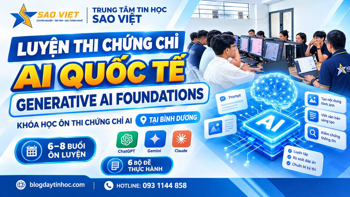 Khóa học luyện thi chứng chỉ AI quốc tại Bình Dương